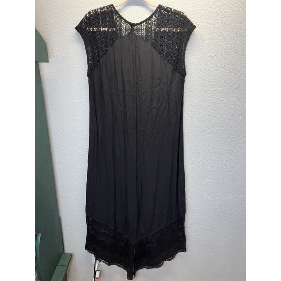 Soft Surroundings Women’s M Black Crochet Lace Trim Maxi Dress Boho Chic - Picture 3 of 7